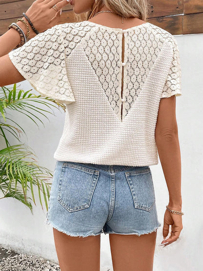 V-Neck Flutter Sleeve Blouse