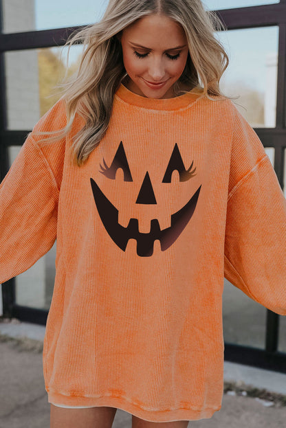 Orange JOLENE Ribbed Corded Oversized Sweatshirt