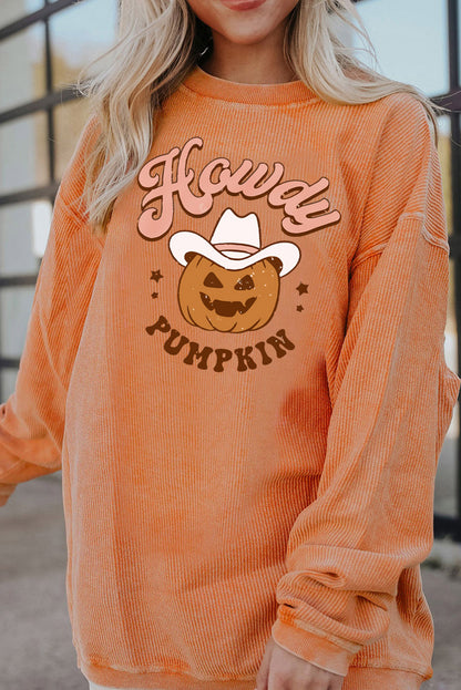 Orange JOLENE Ribbed Corded Oversized Sweatshirt