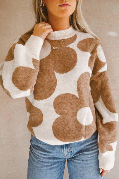 Flower Pattern Slouchy Sweater