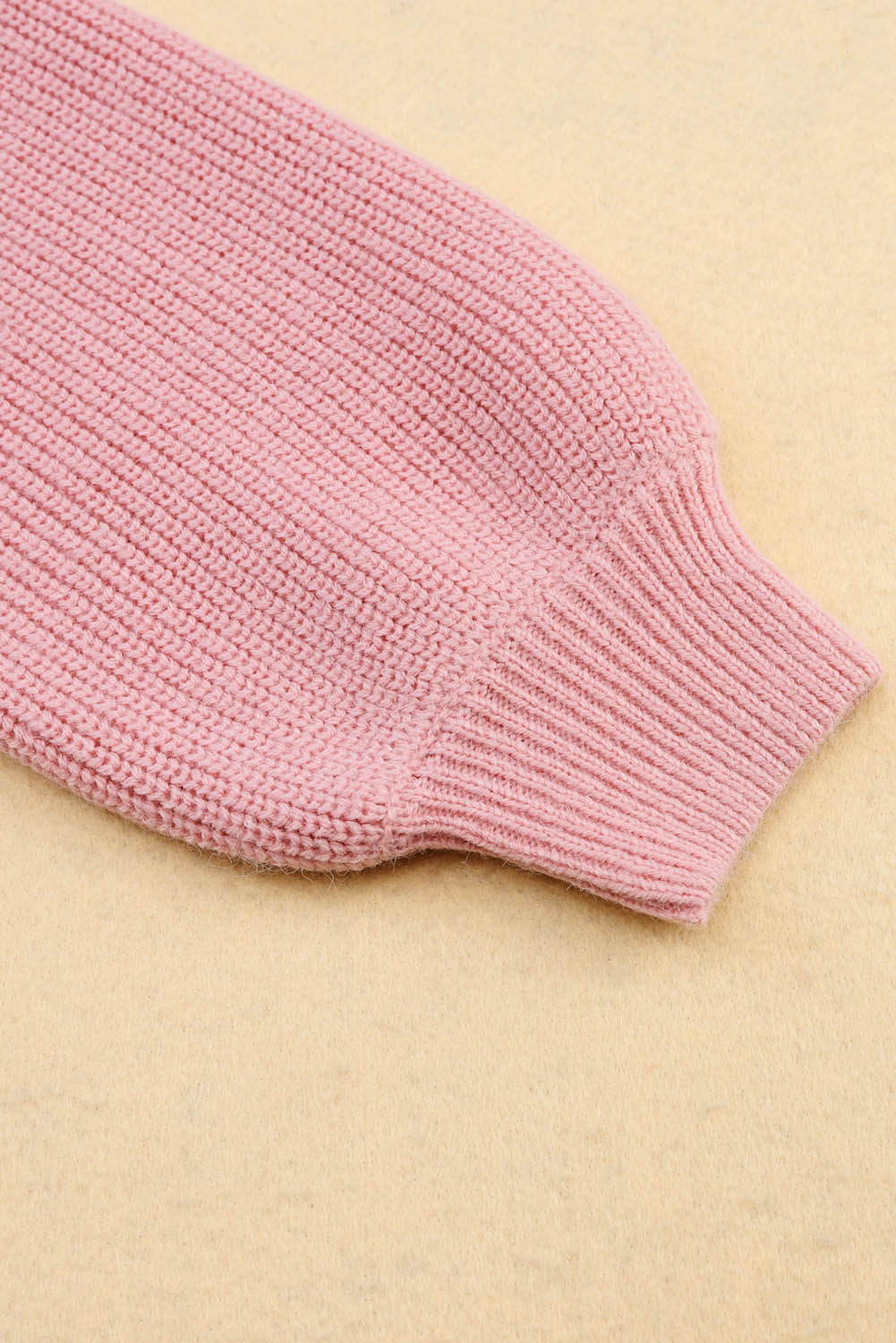 Pink V Neck Drop Shoulder Knitted Sweater