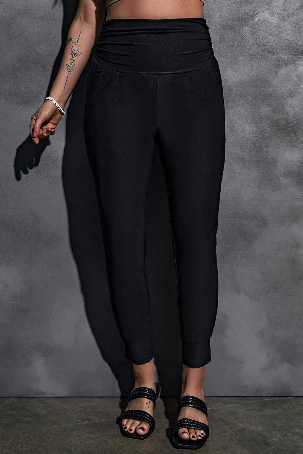 Black Plus Size High Waist Pocketed Skinny Pants