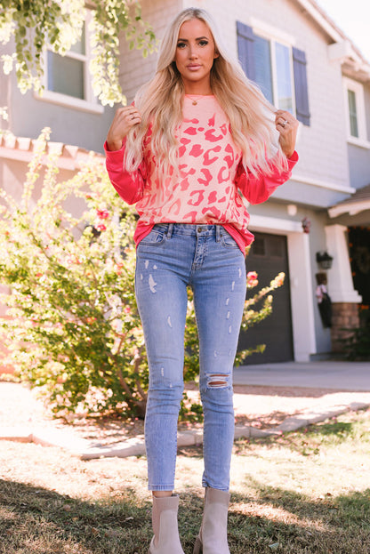 Pink Bleached Cheetah Print Sweatshirt