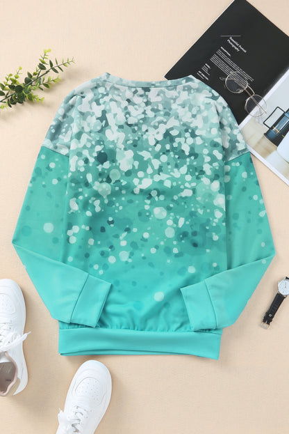 Sky Blue Bleached Splatter Gradient Long Sleeve Sweatshirt