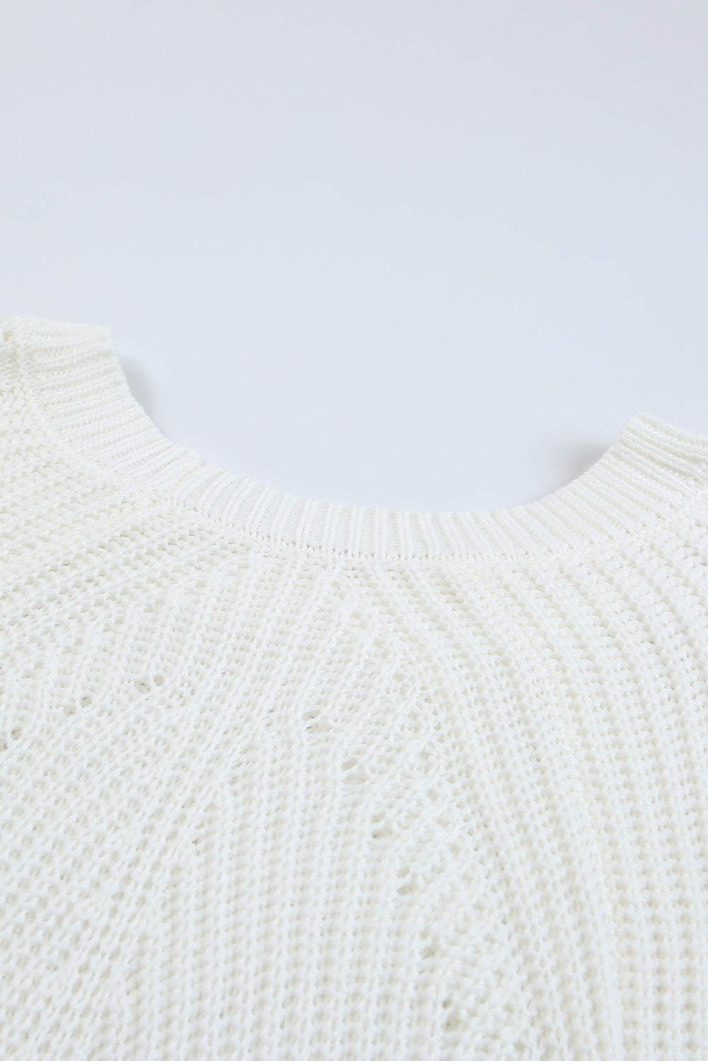 Gray Hollow-out Puffy Sleeve Knit Sweater