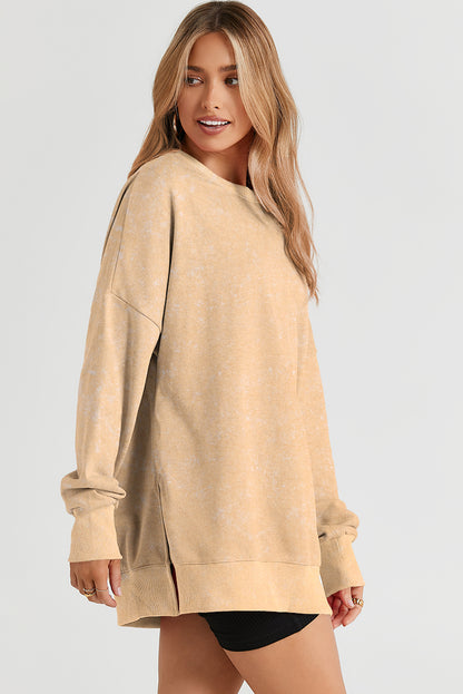 Black Drop Shoulder Ribbed Trim Oversized Sweatshirt