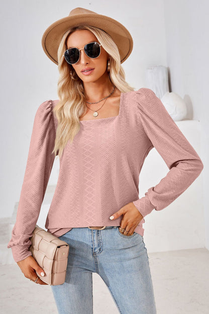 Square Neck Puff Sleeve Blouse