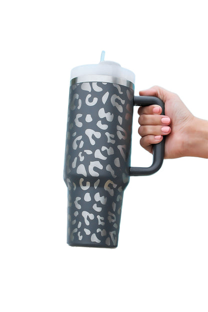 Black Leopard Print 40OZ Stainless Steel Portable Cup with Handle