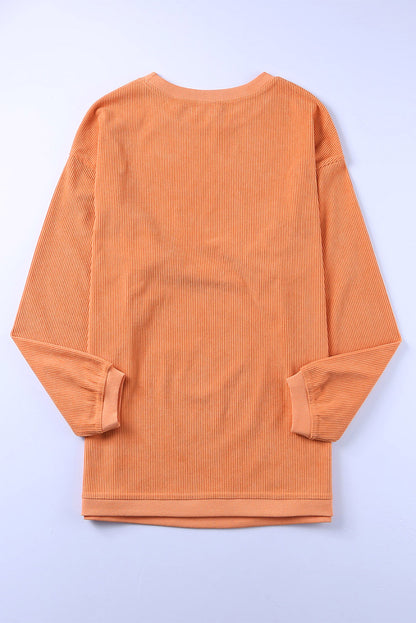 Orange JOLENE Ribbed Corded Oversized Sweatshirt