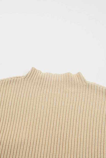 Gold Flame Patch Pocket Ribbed Knit Short Sleeve Sweater