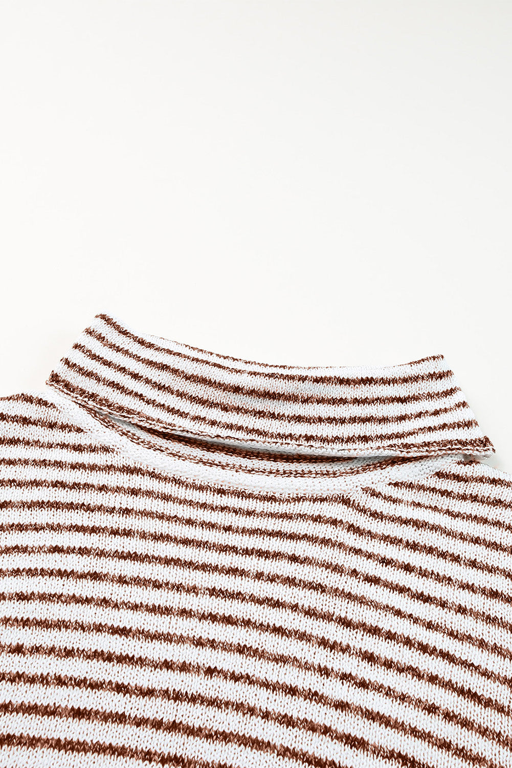 Brown Striped Turtleneck Loose Sweater