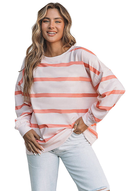 Stripe Striped Drop Shoulder Pullover Sweatshirt