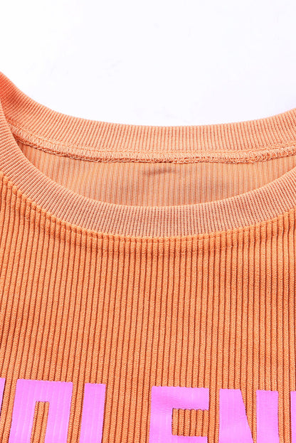 Orange JOLENE Ribbed Corded Oversized Sweatshirt