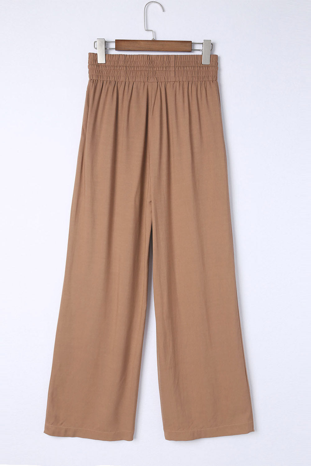 Blue Drawstring Elastic Waist Casual Wide Leg Pants