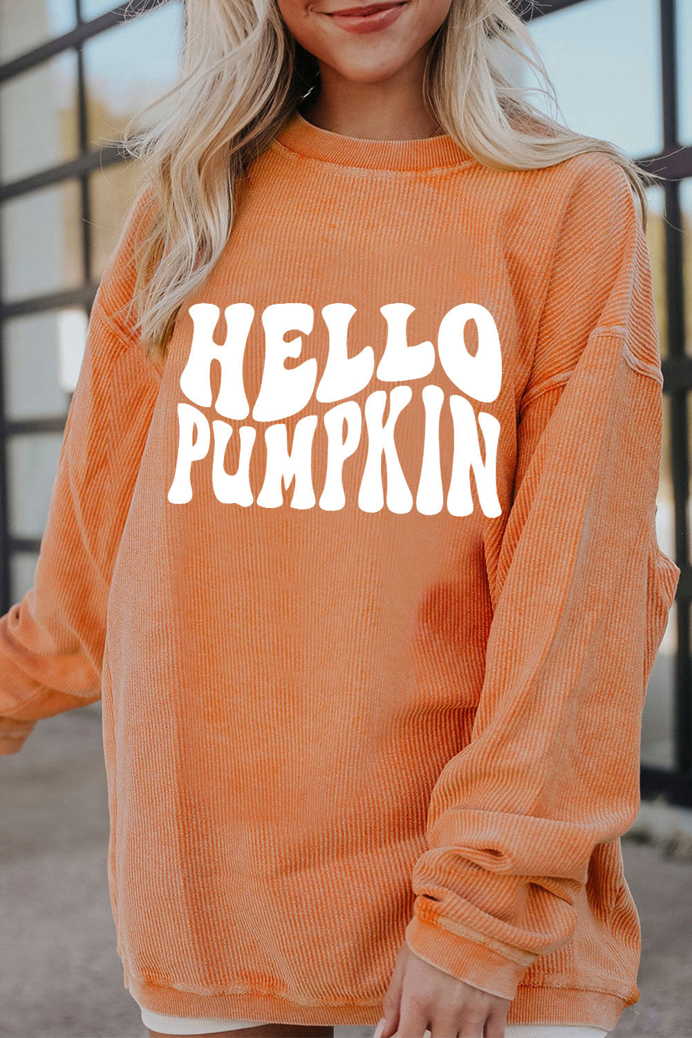 Orange JOLENE Ribbed Corded Oversized Sweatshirt