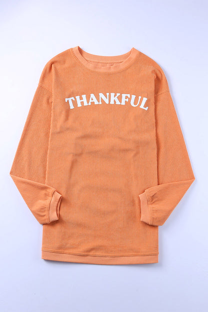 Orange JOLENE Ribbed Corded Oversized Sweatshirt