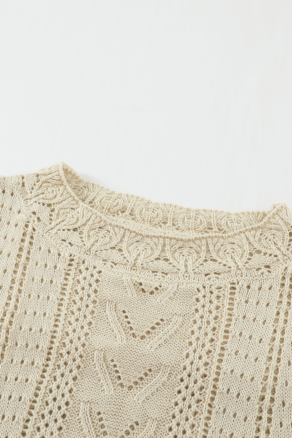 Apricot Crochet Lace Pointelle Knit Sweater