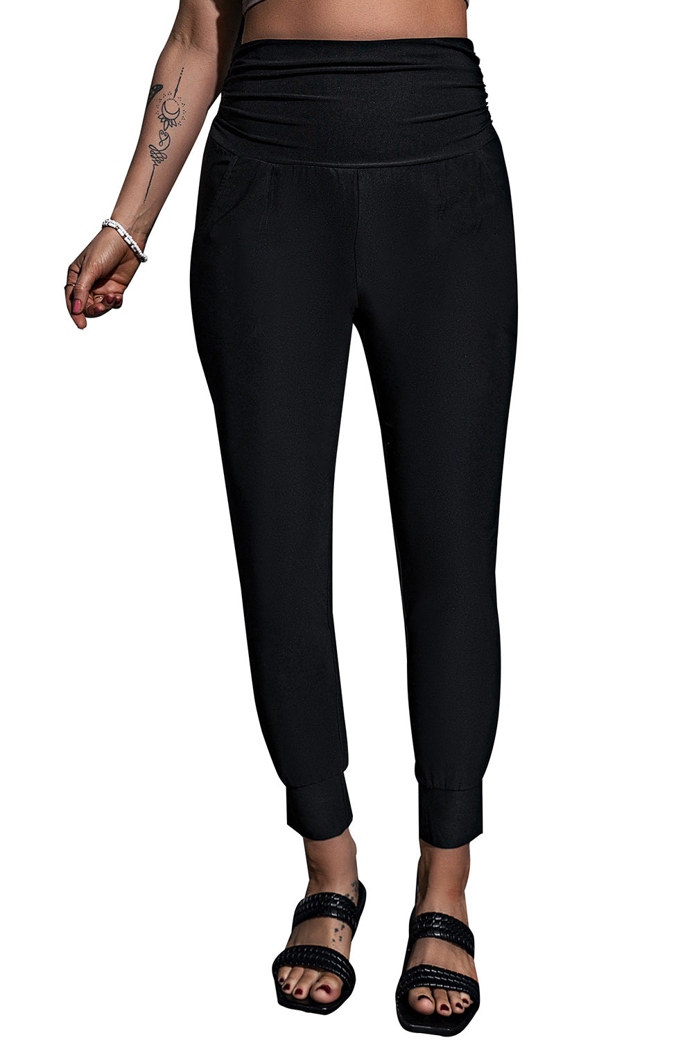 Black Plus Size High Waist Pocketed Skinny Pants