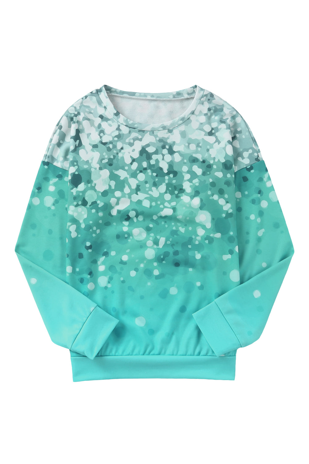 Sky Blue Bleached Splatter Gradient Long Sleeve Sweatshirt