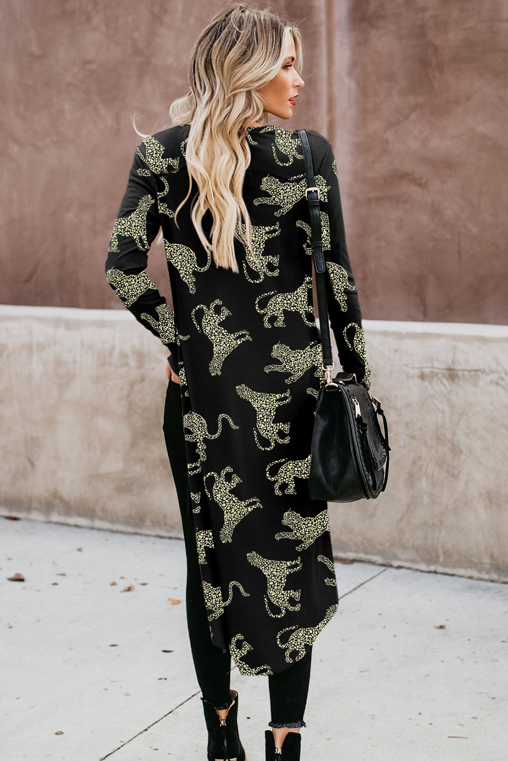 Mustard Cheetah Print Button-Up Split Shirt Dress