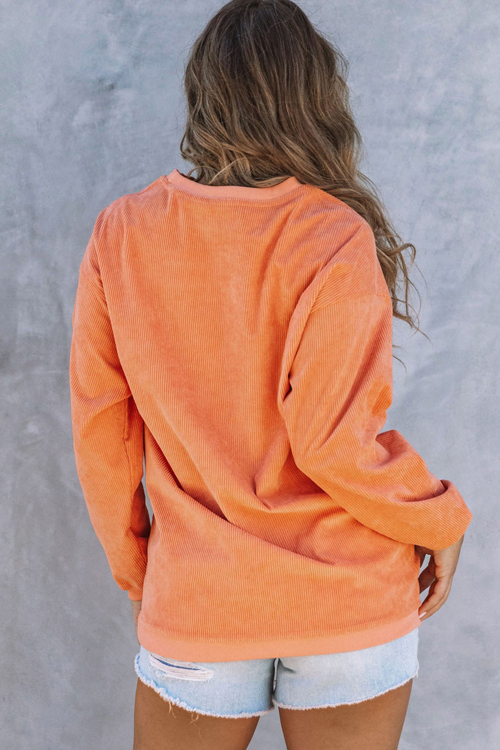 Orange JOLENE Ribbed Corded Oversized Sweatshirt