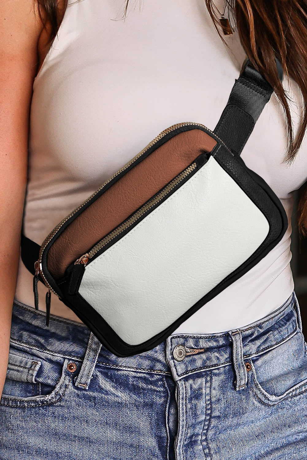 White Adjustable Strap Mini PU Leather Crossbody Bag