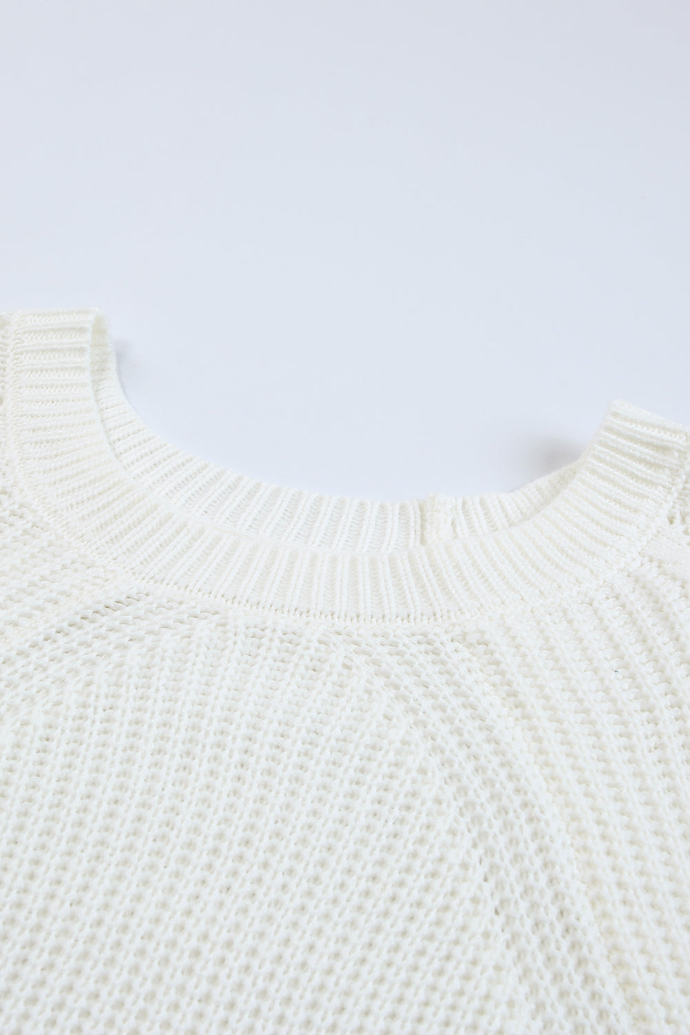 Gray Hollow-out Puffy Sleeve Knit Sweater