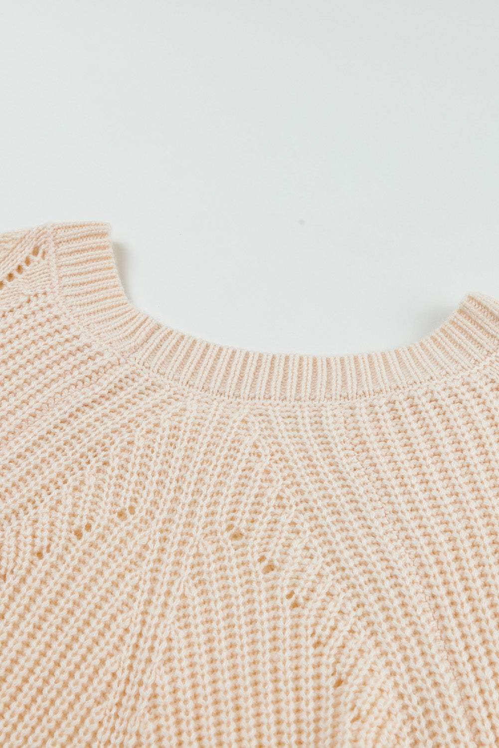 Gray Hollow-out Puffy Sleeve Knit Sweater