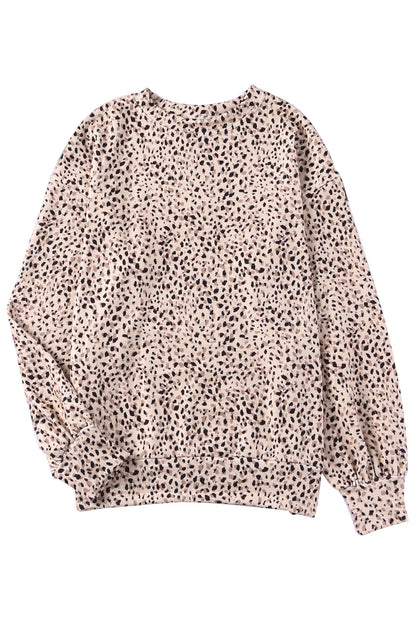 Leopard Boyfriend Crew Neck Leopard Sweatshirt