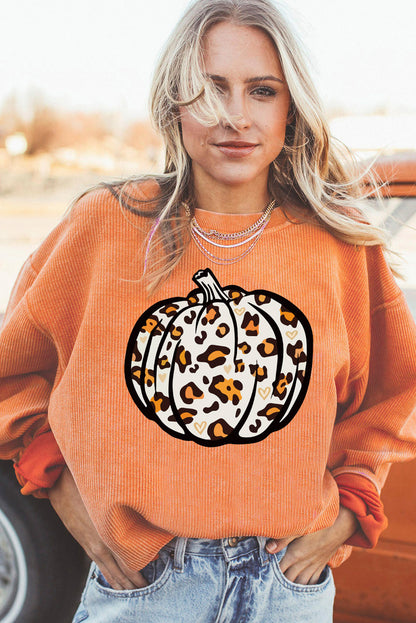 Orange JOLENE Ribbed Corded Oversized Sweatshirt