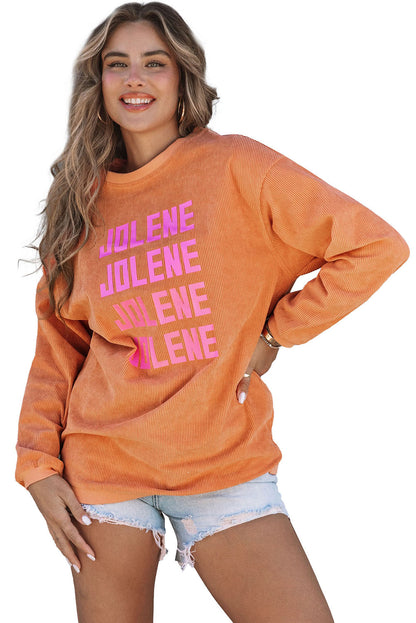 Orange JOLENE Ribbed Corded Oversized Sweatshirt