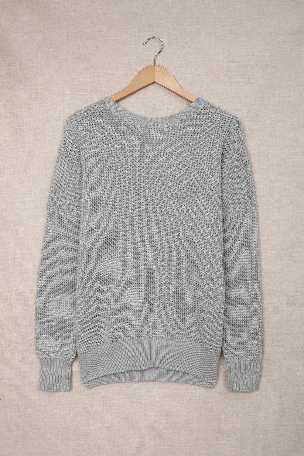 Red Cross Back Hollow-out Sweater