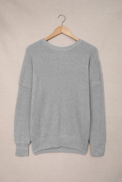 Red Cross Back Hollow-out Sweater