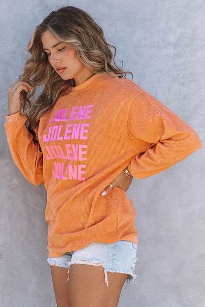 Orange JOLENE Ribbed Corded Oversized Sweatshirt