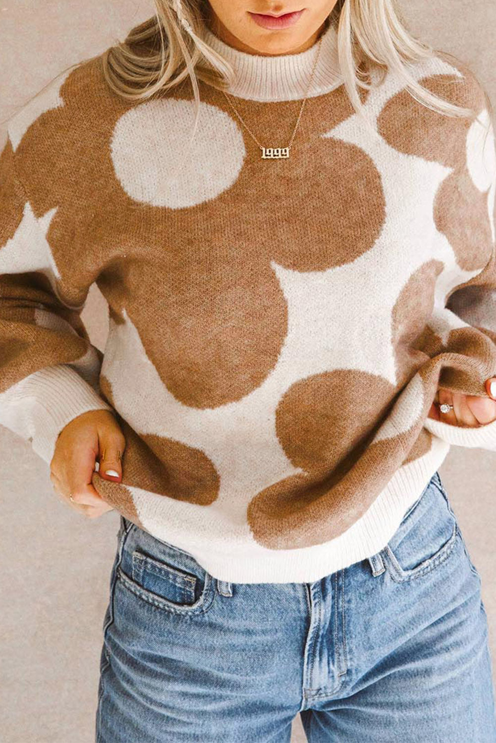 Flower Pattern Slouchy Sweater