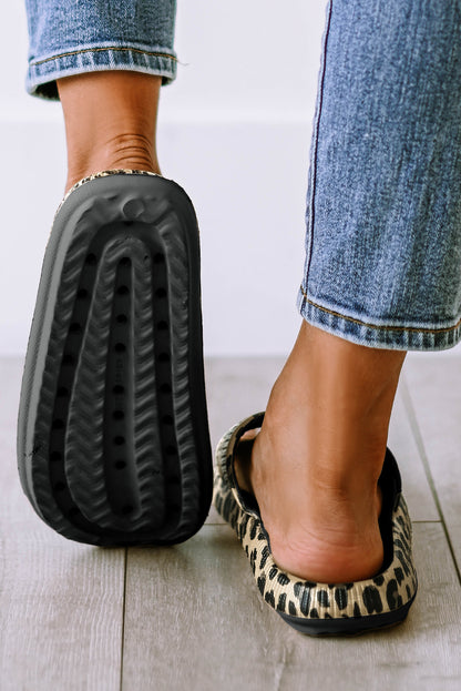 Leopard Print Thick Sole Slip On Slippers