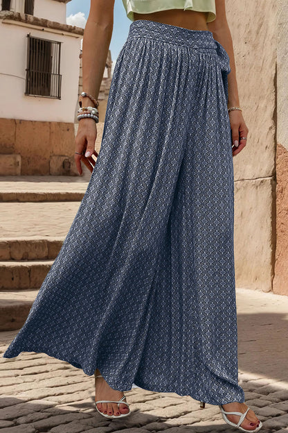 Printed Tied Wide Leg Pants