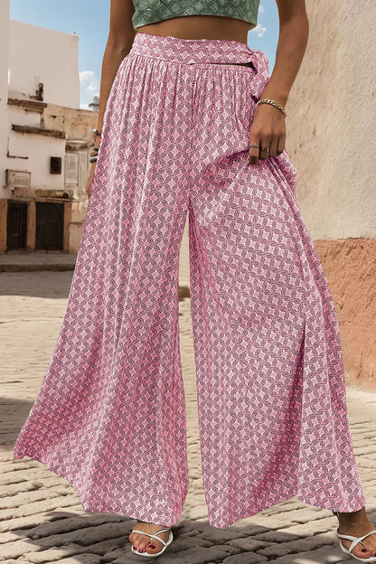 Printed Tied Wide Leg Pants