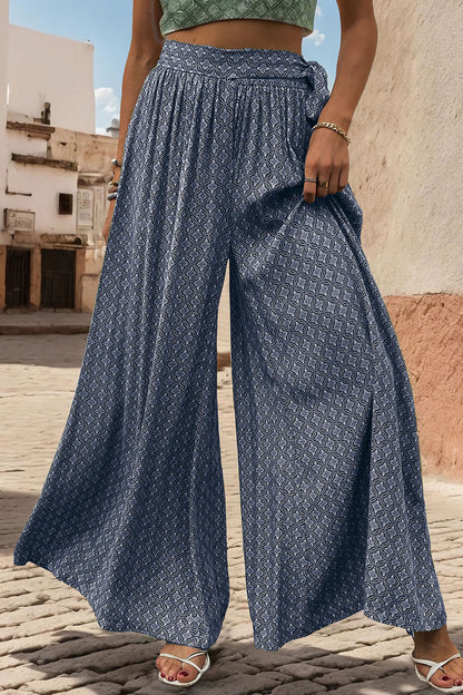 Printed Tied Wide Leg Pants